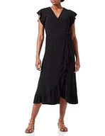 Sukienki - Vila Women's VIFINI WRAP S/S długa sukienka – NOOS sukienka, czarna, 34 - miniaturka - grafika 1