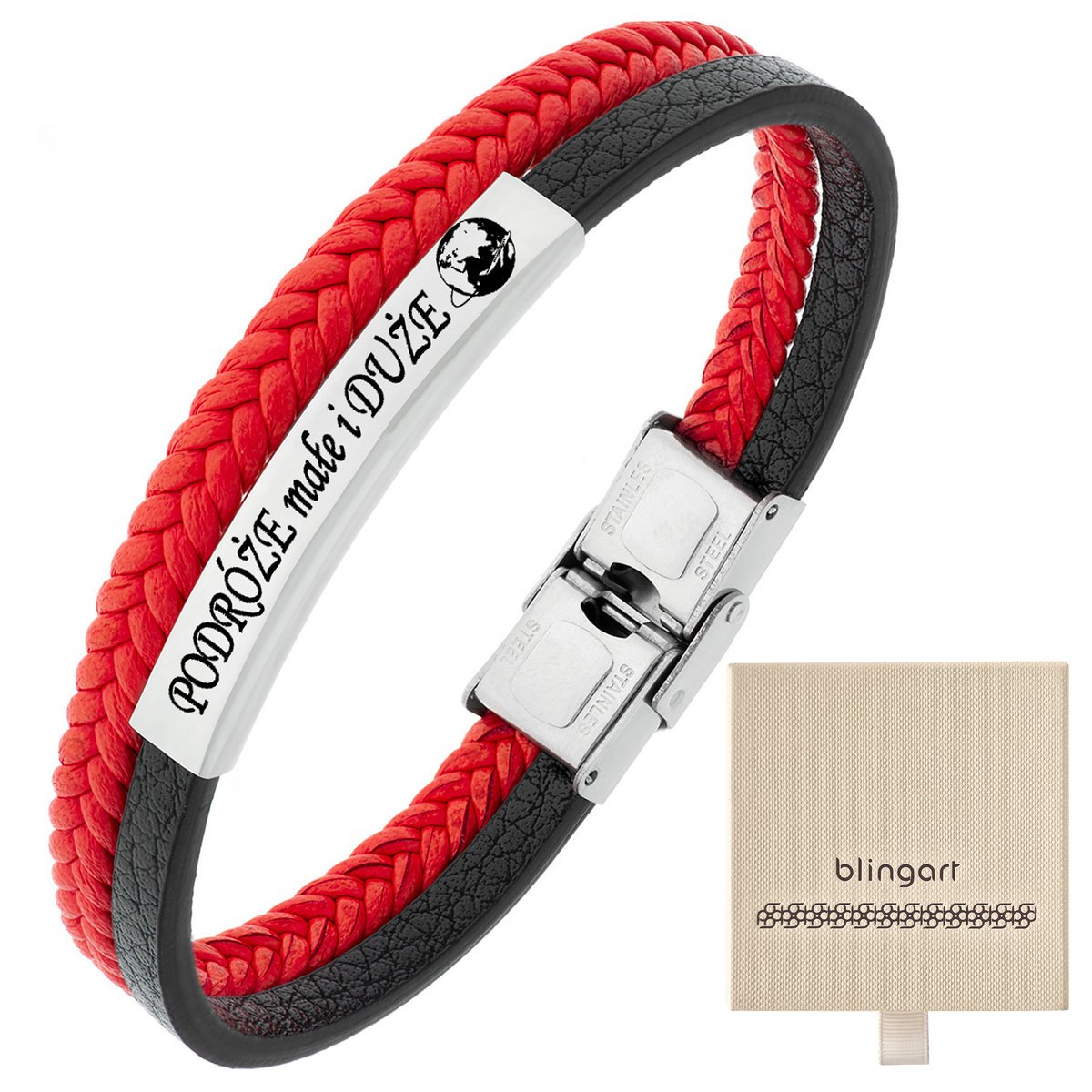 Bransoletka z GRAWEREM skórzana męska / damska ple