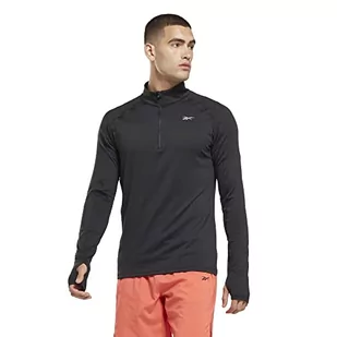 Reebok Męskie topy do biegania czwarte zamka, czarne, XL - Koszulki męskie - miniaturka - grafika 1