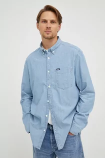 Koszule męskie - Wrangler koszula jeansowa męska regular z kołnierzykiem button-down - grafika 1