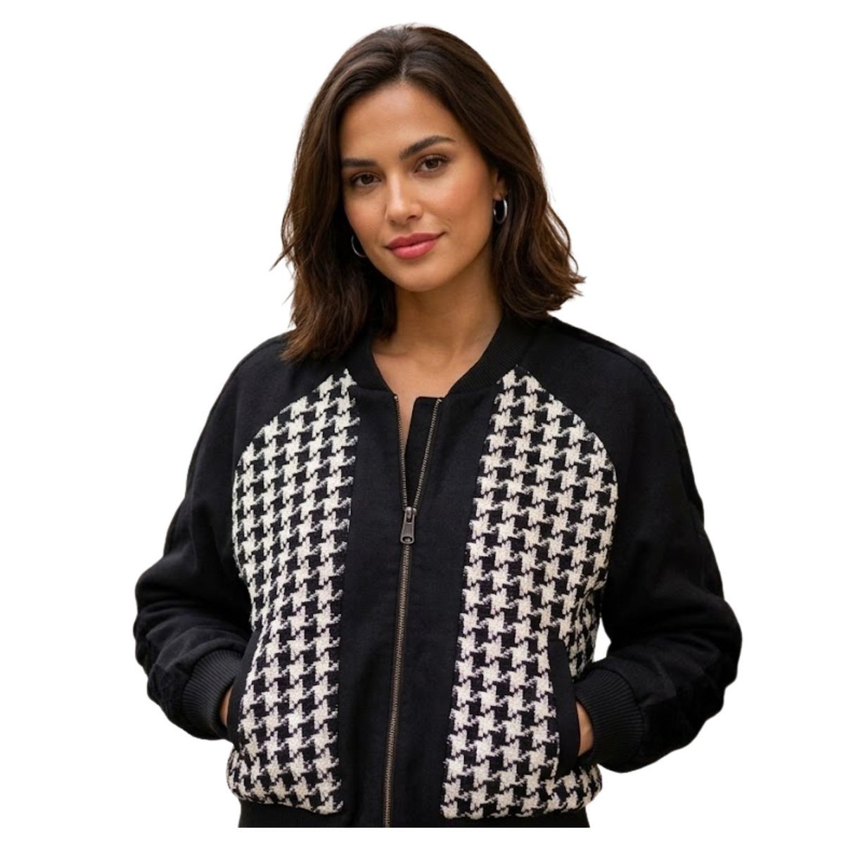 Kurtka damska Sinequanone Vizon bomber w pepitkę przejściowa-L/XL