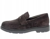 Mokasyny męskie - Geox Mokasyny Męskie Skórzane Brązowe 41 Ż3P - miniaturka - grafika 1