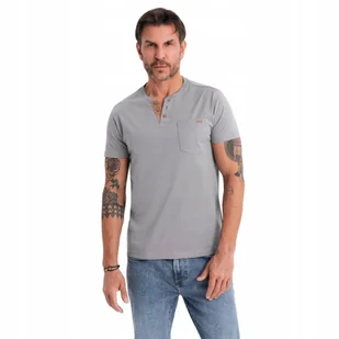 Modny męski t-shirt z dekoltem na guziki szary Ombre OM-TSCT-0206 V3 r. XXL - Koszulki męskie Modny męski t-shirt z dekoltem na guziki szary Ombre OM-TSCT-0206 V3 r. XXL - Koszulki męskie - miniaturka - grafika 1