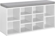 Szafki na buty - [en.casa] Regał na buty i ławka z 10 półkami 103x30x48cm Szafka na buty Regał na buty Komoda na buty Biały Szary - miniaturka - grafika 1