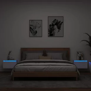 ﻿Wiszące szafki nocne z LED, 2 szt., białe - Szafy i szafki dla dzieci - miniaturka - grafika 1