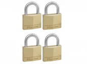Kłódki - MasterLock Zestaw - 4x Kłódka mosięzna 40mm - HS/22mm - 6mm - na jeden klucz 140 - miniaturka - grafika 1