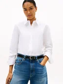 Bluzki damskie - Tommy Hilfiger Damska bluzka koszulowa Kobiety Bawełna biały jednolity, 34 - miniaturka - grafika 1