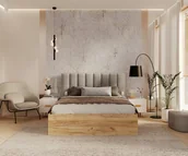 Łóżka - Łóżko do sypialni GRENADA dąb craft z pojemnikiem i stelażem podnoszonym - 120x200 - TRINITY - Szary - miniaturka - grafika 1