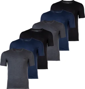 T-shirt męski BOSS, opakowanie 6 sztuk - RN 6P Classic, okrągły dekolt, krótkie rękawy, bawełna, gładki niebieski/szary/czarny L - Koszulki męskie - miniaturka - grafika 1