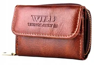 Portfele - Brązowy MAŁY Portfel na SUWAK Bilon Monety Mała PORTMONETKA Skóra PIEKIEŁKO - miniaturka - grafika 1