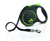 Smycze dla psów - Flexi Smycz automatyczna Black Design S taśma 5m zielona - miniaturka - grafika 1