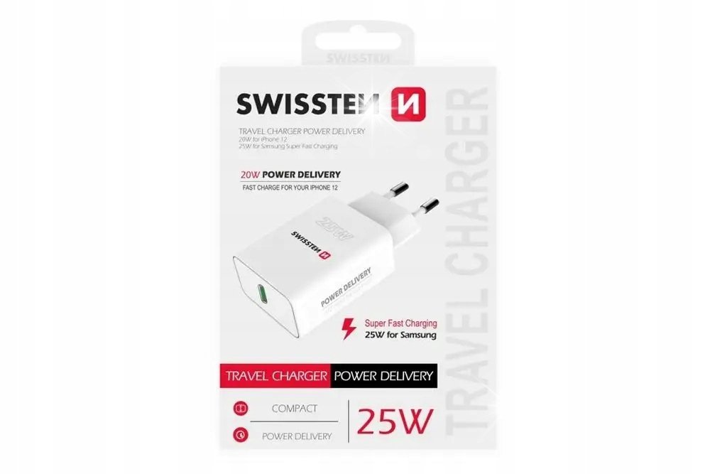 ŁADOWARKA SIECIOWA USB-C SZYBKA 25W PD SWISSTEN