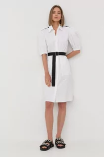 Sukienki - Karl Lagerfeld Lagerfeld Lagerfeld sukienka bawełniana kolor biały mini prosta - grafika 1