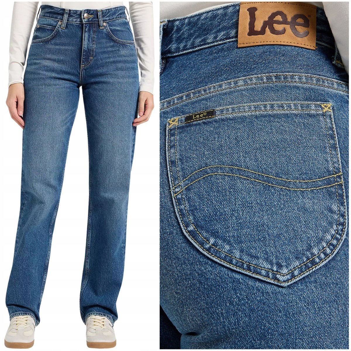 Lee Rider Classic wysokie proste luźne damskie spodnie jeansowe W28 L31