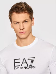 Koszulki męskie - Emporio Armani EA7 T-Shirt 3LPT71 PJM9Z 1100 Biały Regular Fit - grafika 1