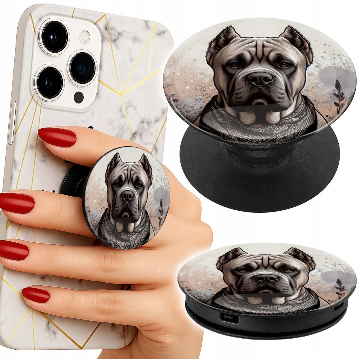 Uchwyt do telefonu Popsocket na palce/stojak PSIE RASY PSIE WZORY