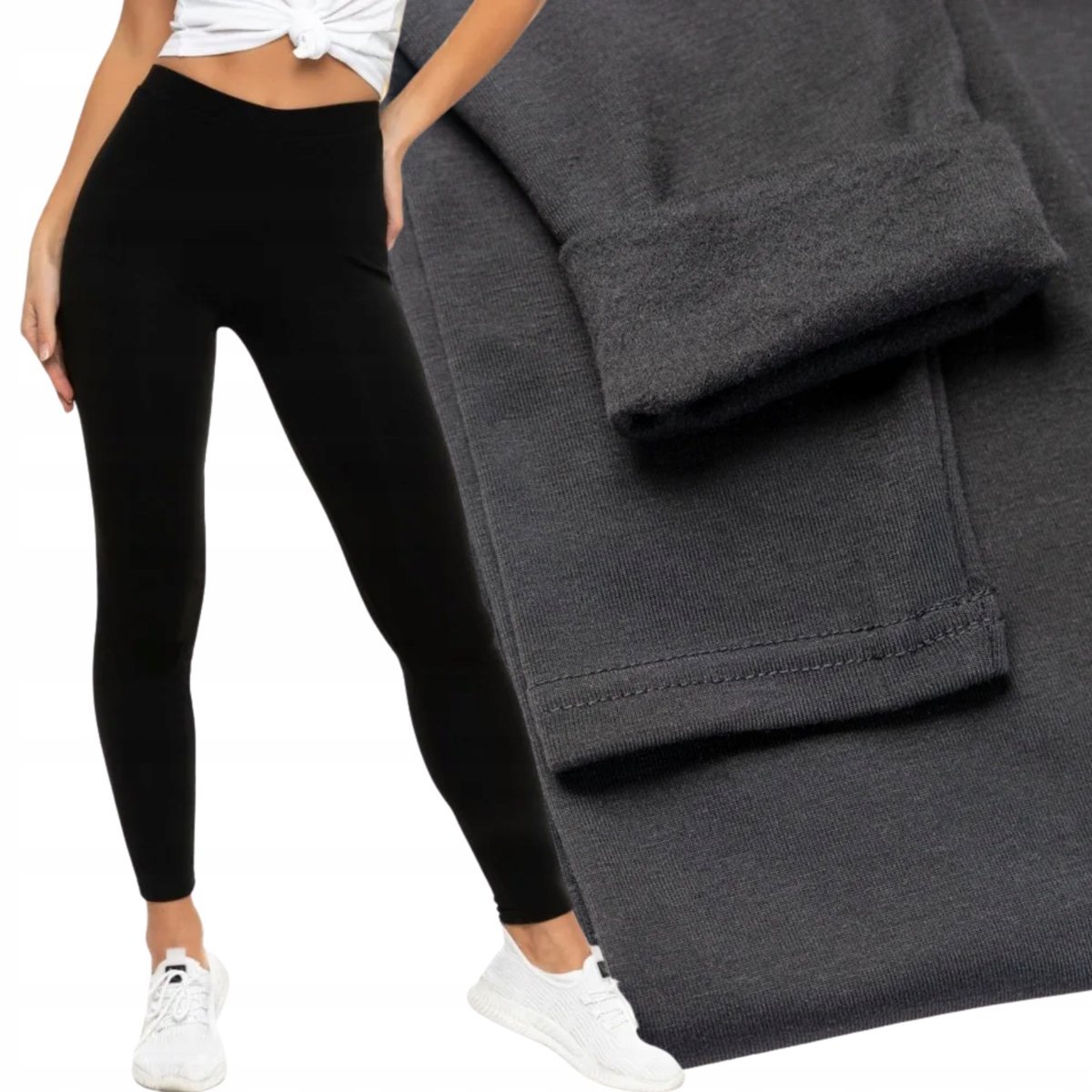 KLASYCZNE LEGGINSY OCIEPLANE DAMSKIE GRUBY MATERIAŁ WYGODNE MORAJ L/XL
