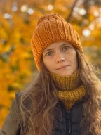 Czapki damskie - Zimowa czapka Buran 100% wełna z Peru pomarańczowa - miniaturka - grafika 1