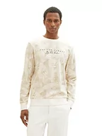 Bluzy męskie - TOM TAILOR Męska bluza 1036391, 32005-Offwhite Beige Leaf Design, 3XL, 32005 - Offwhite Beige Leaf Design - miniaturka - grafika 1