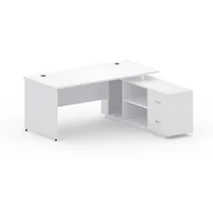Zestawy mebli biurowych - B2B Partner Stół z szafką MIRELLI A+ 1600 x 1600 x 750 mm, biały 437527 - miniaturka - grafika 1