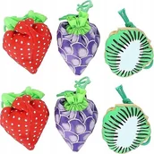 Akcesoria podróżnicze - TORBY NA ZAKUPY SKŁADANE OWOCE POLIESTER DO PRZECHOWYWANIA 6 SZTUK - miniaturka - grafika 1