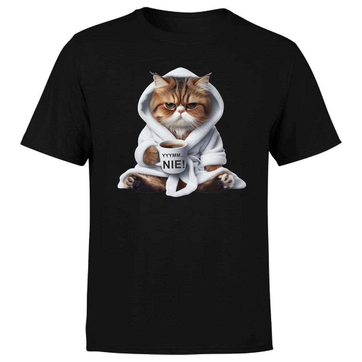 Koszulka Z Nadrukiem Kot Szlafrok Kawa Zwierzęta Śmieszna Kotek Kicia Xxl