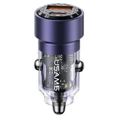 Ładowarki samochodowe - USAMS Ład. sam. C39 USB+USB-C 60W Fast Charge fioletowy/purple CC208CC02 (US-CC208) - miniaturka - grafika 1