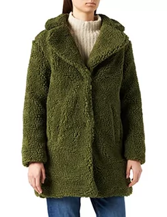 Kurtki damskie - Urban Classics Damska kurtka zimowa damska oversized Sherpa Coat, płaszcz z haczykami i zapięciem na przelotkach, rozmiar XS do 5XL, zielony (Olive 00176), S - grafika 1