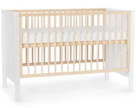 Łóżeczka i kojce - KinderKraft łóżko składane Baby wooden cot MIA guardrail + mattress white - miniaturka - grafika 1
