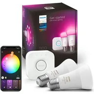 Systemy inteligentnych domów - Philips Philips Hue mostek + 2x E27 9W zamiennik 75W RGBW | 929002468810 - miniaturka - grafika 1