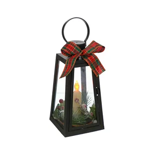 Latarenka ze świecą 21cm LED czarna - Ozdoby bożonarodzeniowe - miniaturka - grafika 2