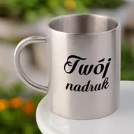 Kubki - Srebrny kubek ze stali nierdzewnej z Twoim nadrukiem - 450 ml - miniaturka - grafika 1
