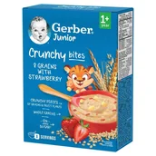 Kaszki dla dzieci - Gerber Junior Crunchy Bites Kaszka 8 zbóż z truskawką 200 g - miniaturka - grafika 1