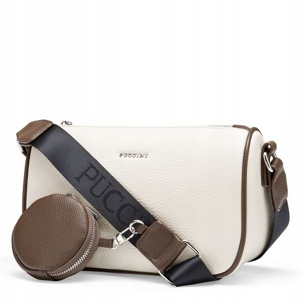 Torebka Damska Listonoszka Z Saszetką PUCCINI Beżowa Na Pasku BML066M-6B