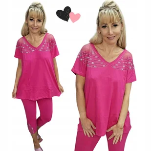 Komplet Damski Tunika Leginsy BAWEŁNA CYRKONIE wygodny 54 56 7XL 8XL - Komplety bielizny Komplet Damski Tunika Leginsy BAWEŁNA CYRKONIE wygodny 54 56 7XL 8XL - Komplety bielizny - miniaturka - grafika 1