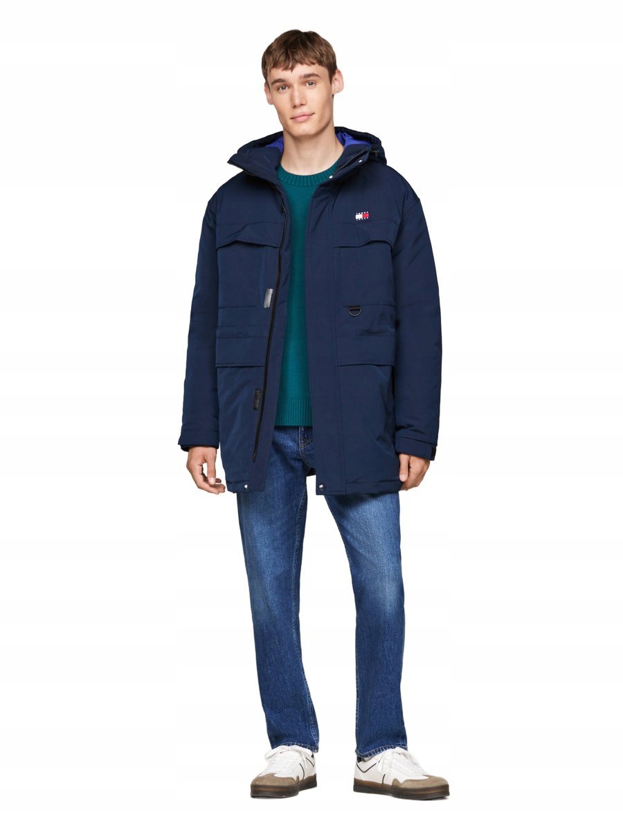 TOMMY JEANS GRANATOWA KURTKA MĘSKA PARKA Z KAPTUREM L 7AA