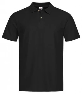 Koszulki męskie - Czarna Bawełniana Koszulka POLO -STEDMAN- Męska, Krótki Rękaw, z Kołnierzykiem, Casualowa - Stedman - grafika 1