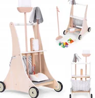 Zabawy w naśladowanie dorosłych - Drewniany Zestaw Do Sprzątania Wózek Z Akcesoriami Miotła Szufelka Zmiotka - miniaturka - grafika 1