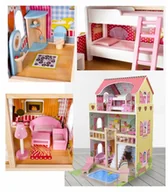 Domki dla lalek - DREWNIANY DOMEK DLA LALEK XXL WYS. 90 CM - OŚWIETLENIE, MEBLE, BASEN - miniaturka - grafika 1
