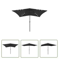 Parasole ogrodowe - The Living Store Parasol ogrodowy z LED i stalowym słupkiem - czarny - 2x3 m - Parasol Ogrodowy - miniaturka - grafika 1