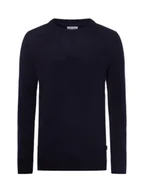 Swetry męskie - Jack & Jones Męski sweter z dzianiny - JJEGlobe Mężczyźni Bawełna niebieski jednolity, S - miniaturka - grafika 1