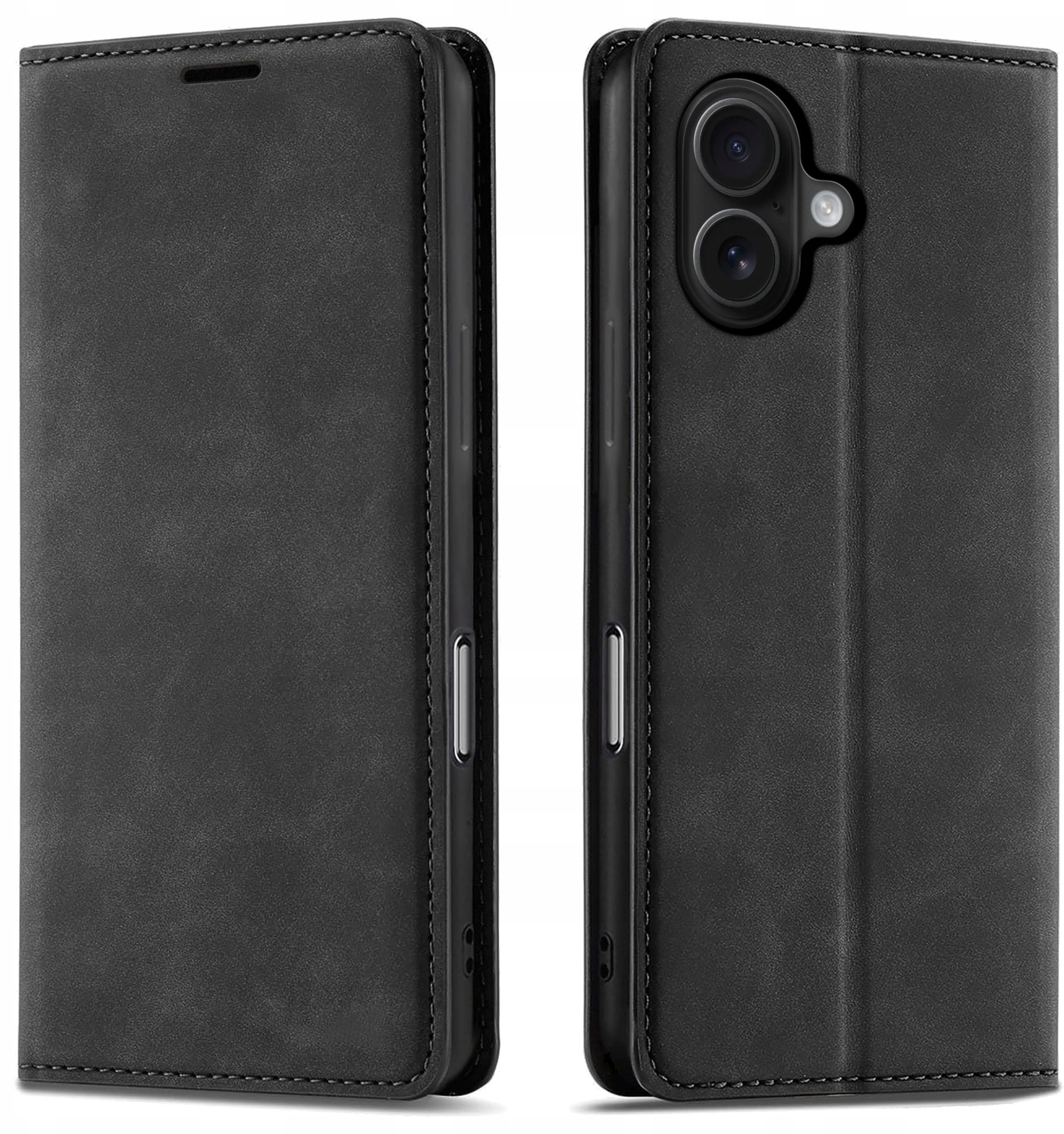 krainaGSM Etui Z Klapką Do Iphone 16 Zamykamne Magnetyczne Skórzane + Szkło 9H