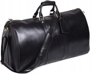 Duża Torba Podróżna Pojemna Czarna Duffle Bag Skórzana - Torby podróżne - miniaturka - grafika 1