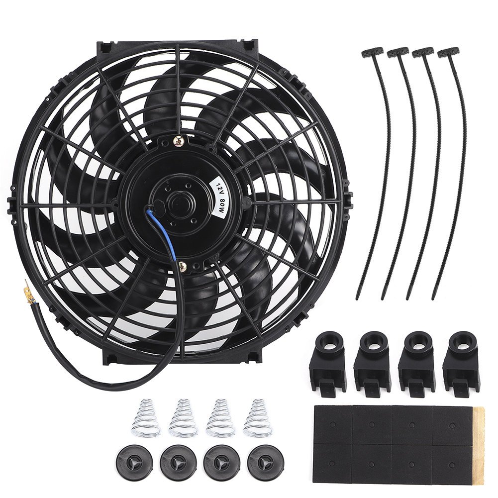 12-calowy, uniwersalny, smukły wentylator chłodnicy, termostat 12 V z mou