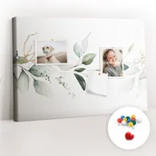 Tablice i flipcharty - Szkolna Tablica korkowa 60x40 cm, Kolorowe Pinezki, wzór Abstrakcja liście - miniaturka - grafika 1