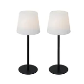 Lampy stojące - QAZQA Zestaw 2 czarnych lamp stołowych akumulatorowych 40 cm IP54 - Jude - miniaturka - grafika 1