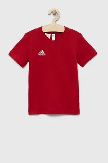 Koszulki dla dziewczynek - adidas Performance t-shirt bawełniany dziecięcy ENT22 TEE Y kolor czerwony gładki - grafika 1