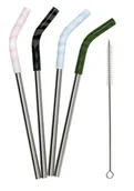 Słomki do napojów - Zestaw słomek stalowych wielokrotnego użycia ze szczotką do czyszczenia Mizu mix camo - miniaturka - grafika 1