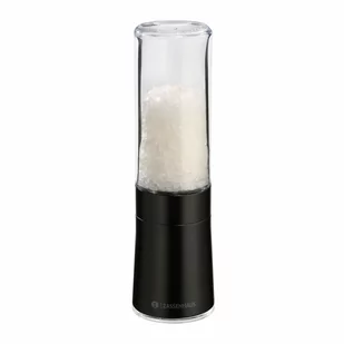 Młynek do soli, śred. 5,5 x 17 cm, stal nierdzewna/szkło, czarny kod: ZS-035797 - Pojemniki na przyprawy - miniaturka - grafika 1
