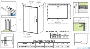 Radaway Premium Pro Black Kdj kabina 120x75cm lewa szkło przejrzyste 1015120-54-01L/1016075-54-01 - Kabiny prysznicowe Radaway Premium Pro Black Kdj kabina 120x75cm lewa szkło przejrzyste 1015120-54-01L/1016075-54-01 - Kabiny prysznicowe - miniaturka - grafika 2